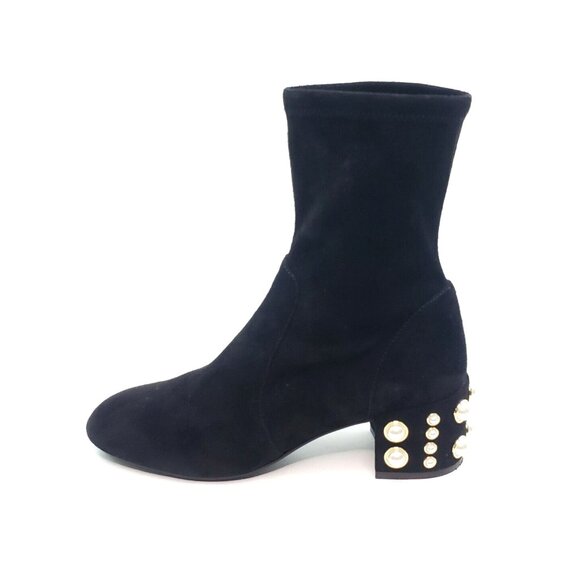 Stuart Weitzman Odetta 50 Booties Faux Pearl Black Suede Womens US 7.5 B - Picture 11 of 11
